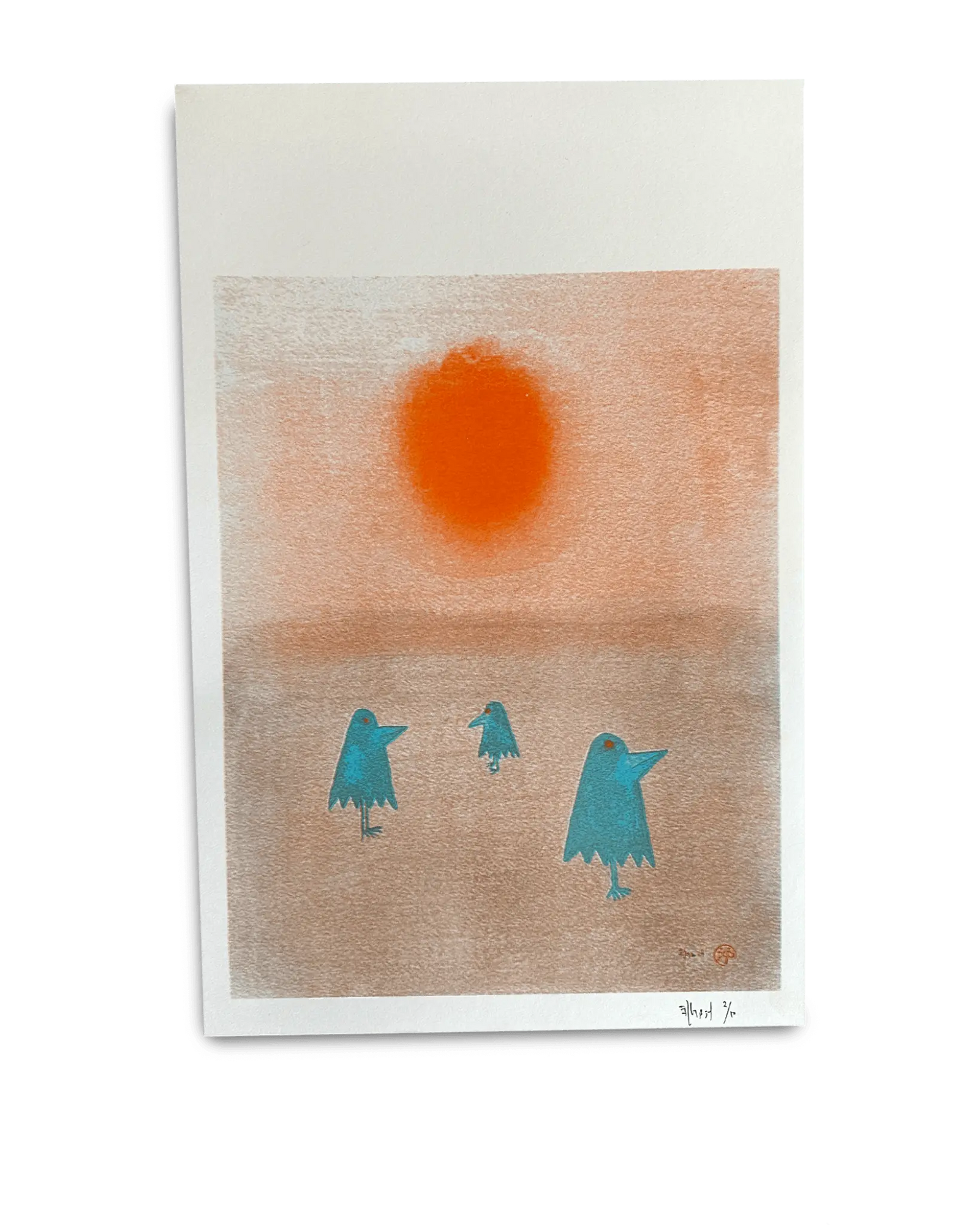 Billy Martin Water Illies Risograph Print - Sunset Birds - grown&sewn