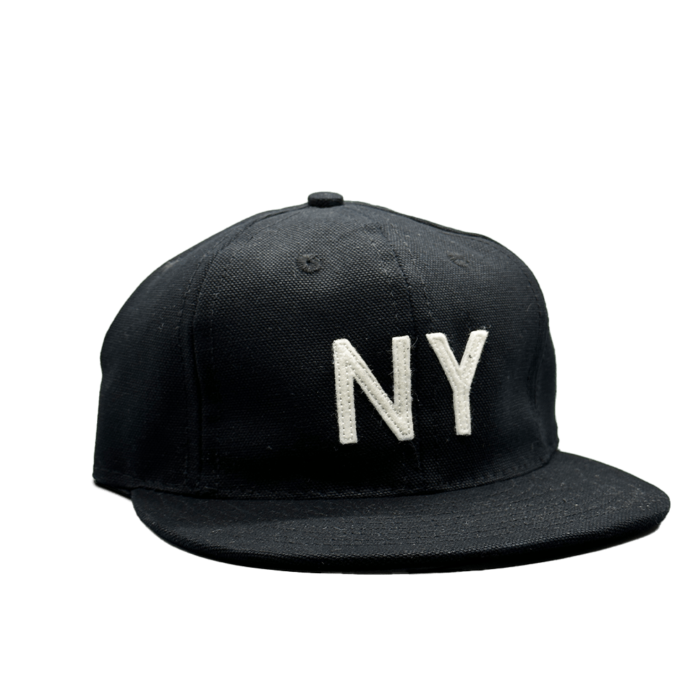 GS x Ebbets Field Flannels Cotton Canvas Hat: Black / White NY - grown&sewn