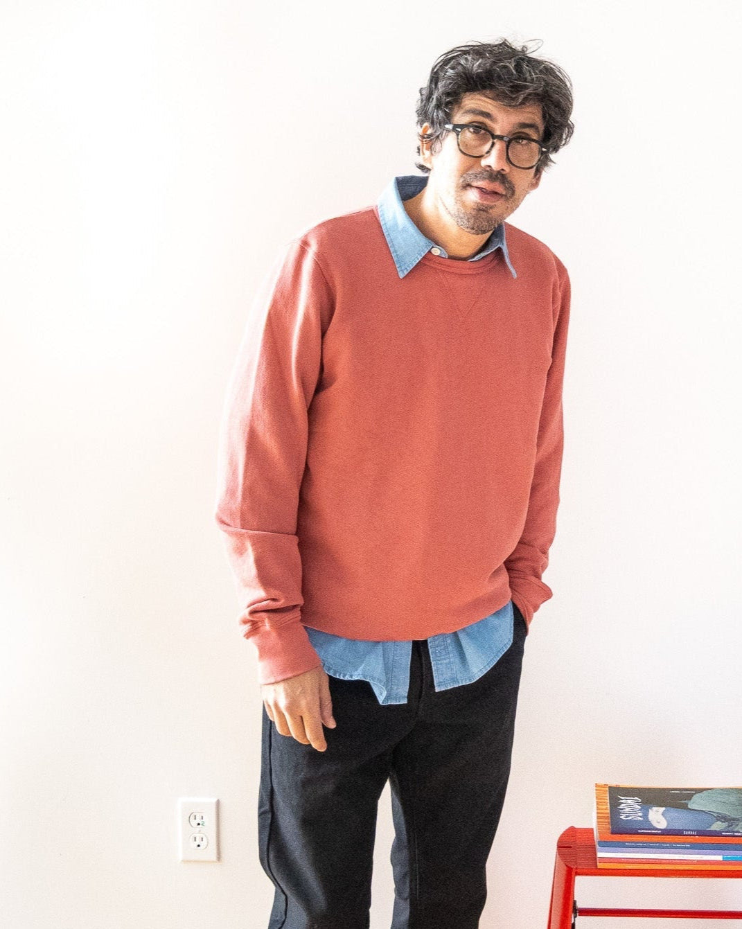 French Terry Sweatshirt - Faded Red - grown&sewn