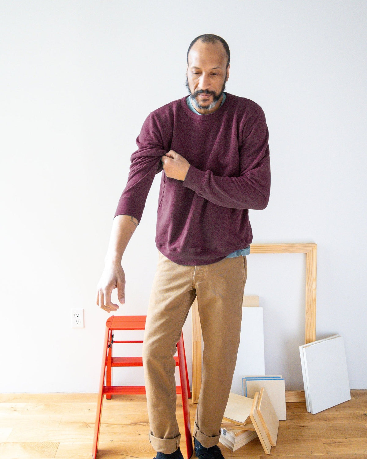 French Terry Sweatshirt - Wine - grown&sewn