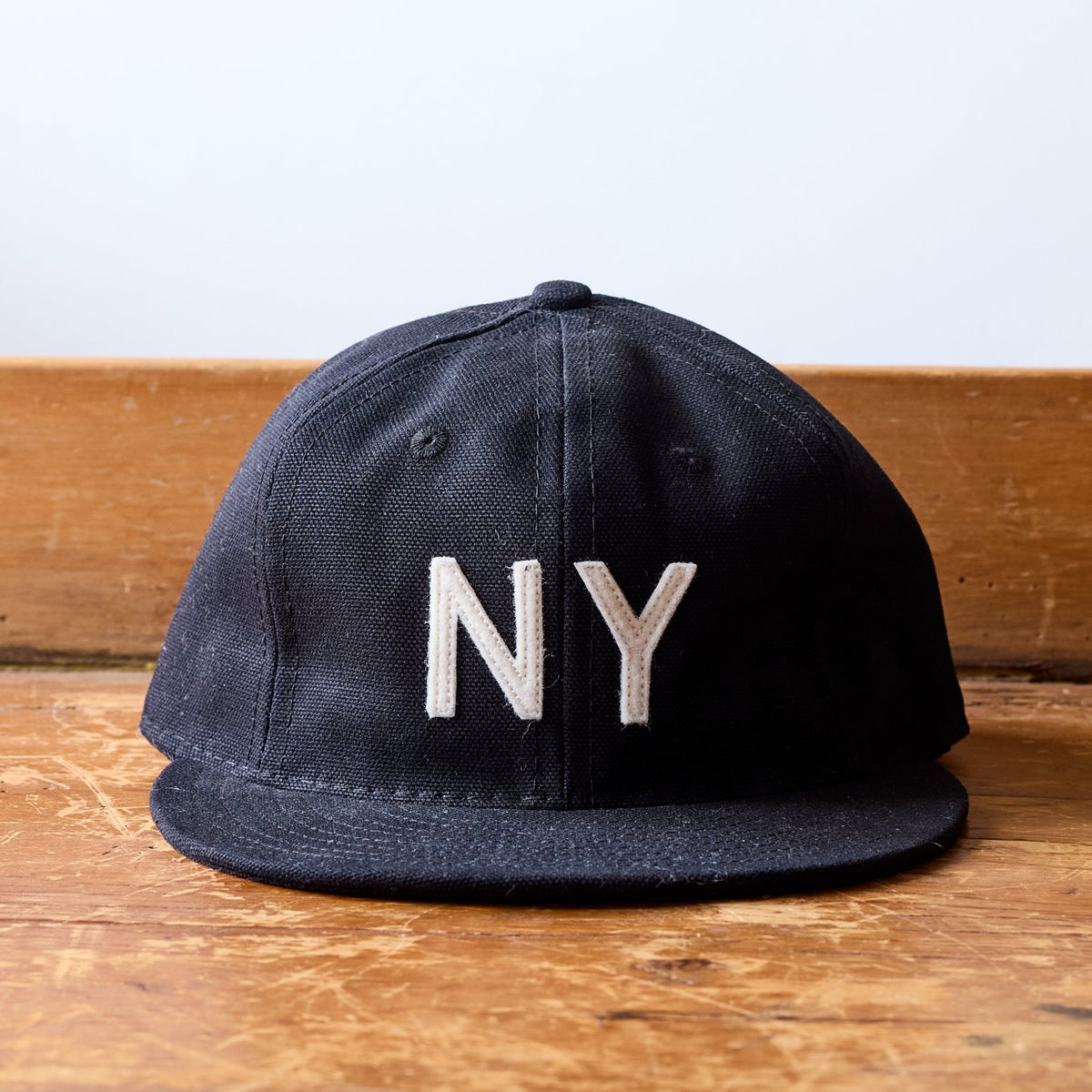 GS x Ebbets Field Flannels Cotton Canvas Hat: Black / White NY - grown&amp;sewn