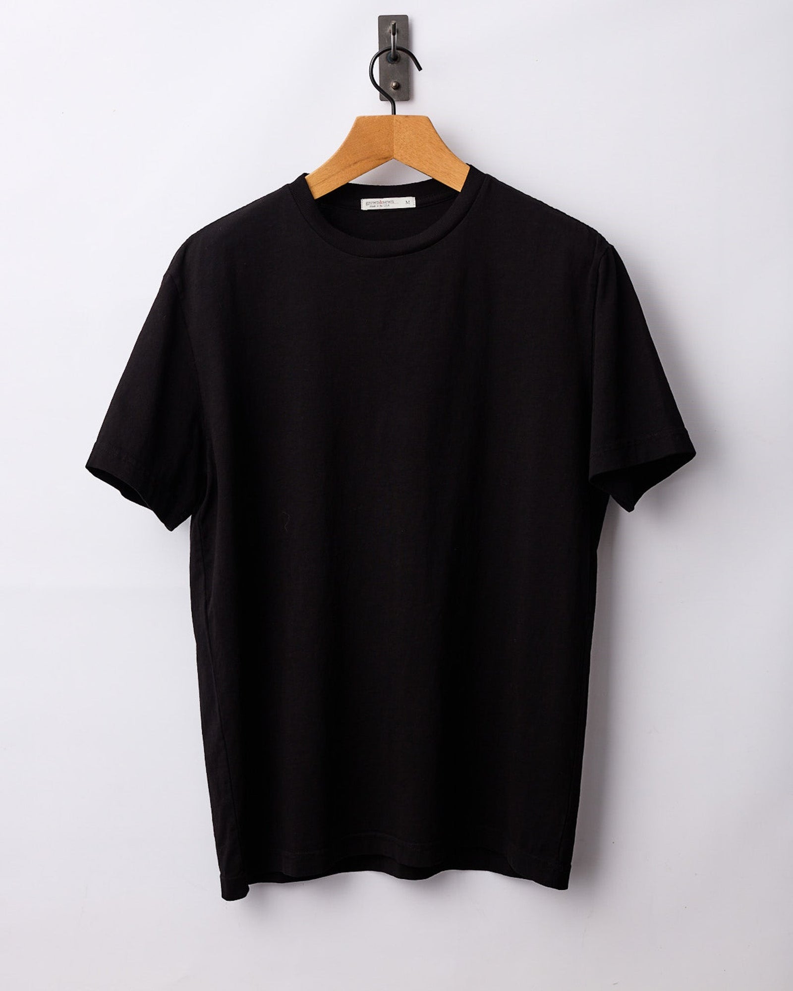 Mid Weight Short Sleeve Tee - Black - grown&sewn
