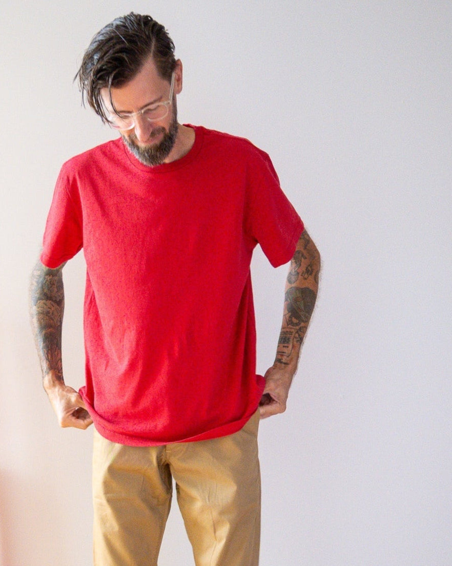 Mid Weight Short Sleeve Tee - Red - grown&sewn