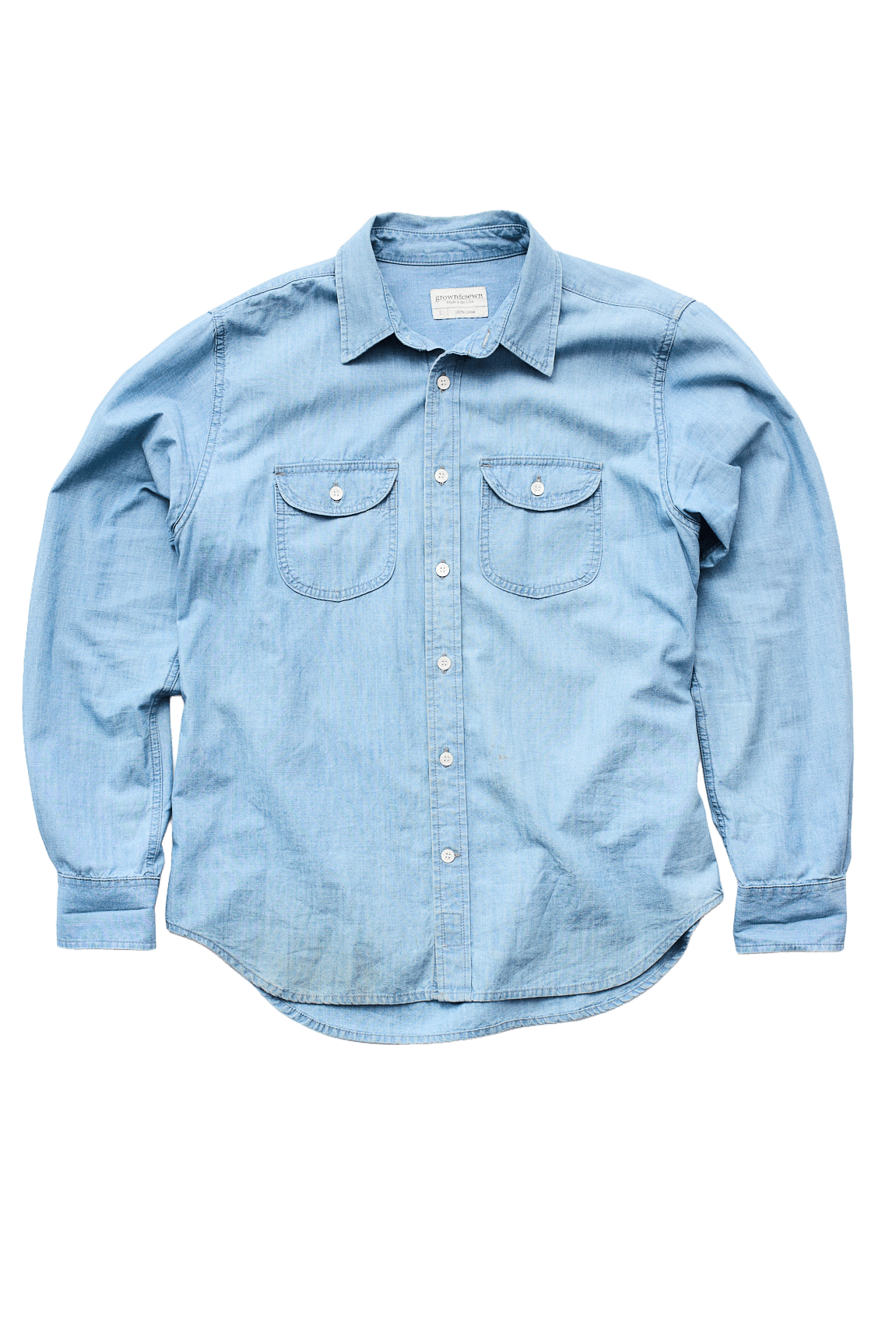 Walsh Work Shirt - 6 oz Bleached Chambray - grown&sewn
