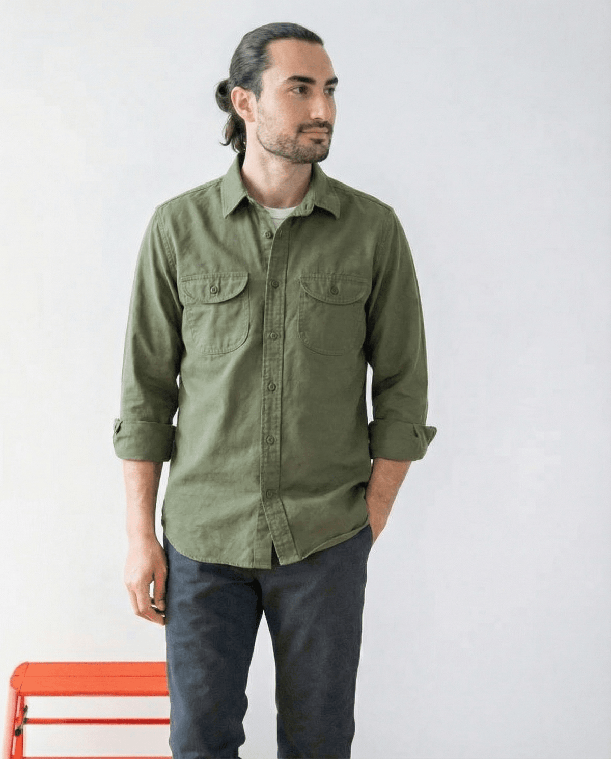 Walsh Work Shirt - 8 oz. Brushed Canvas - Army Green - grown&sewn
