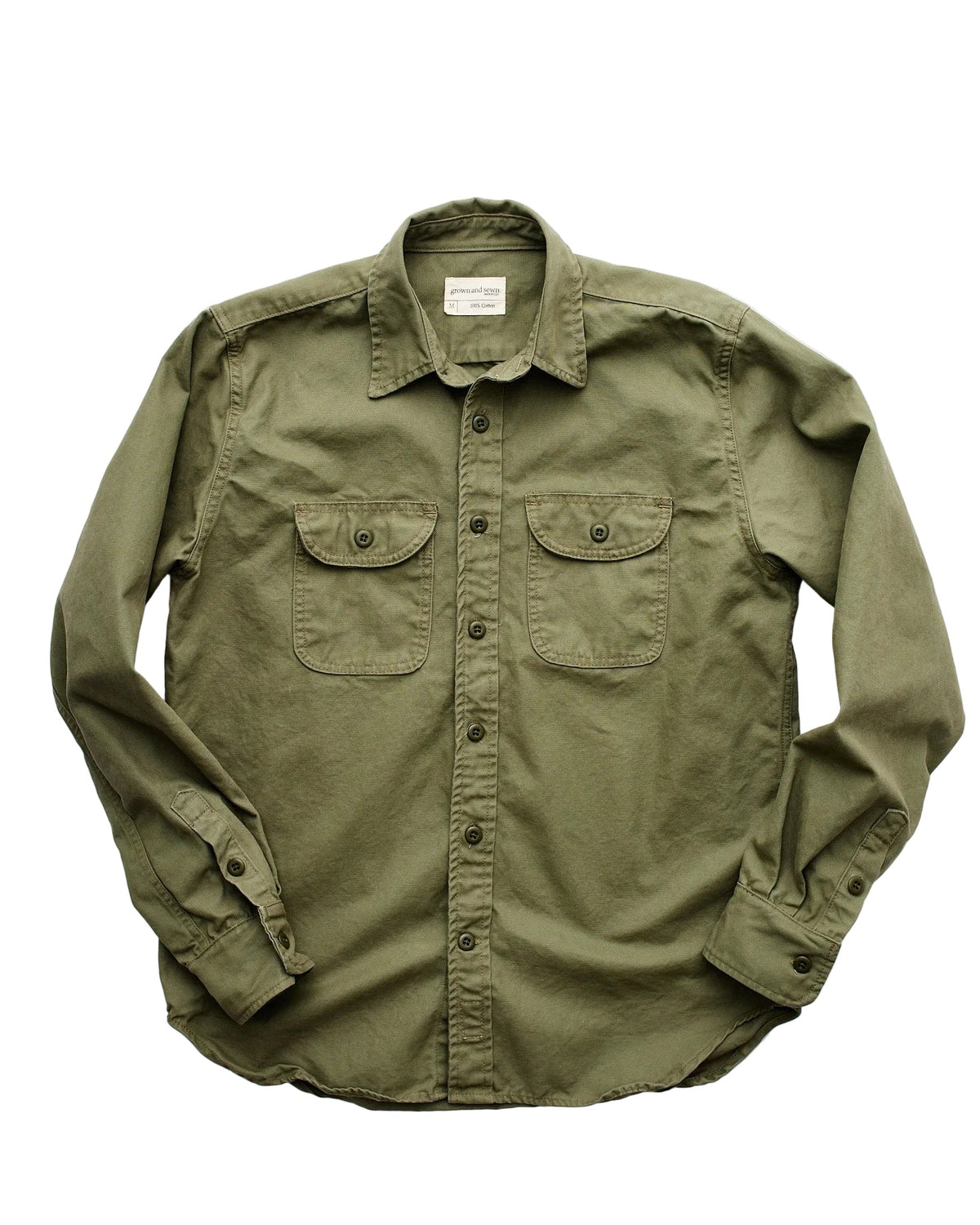 Walsh Work Shirt - 8 oz. Brushed Canvas - Army Green - grown&sewn