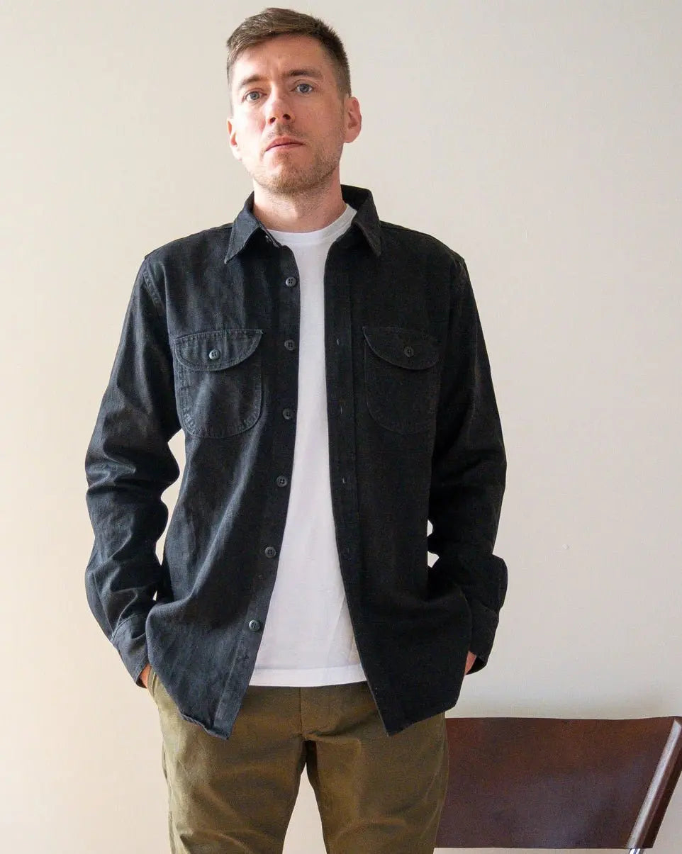 Walsh Work Shirt - 8 oz. Brushed Canvas - Black - grown&sewn L Walsh Work Shirt - 8 oz. Brushed Canvas - Black - grown&sewn L