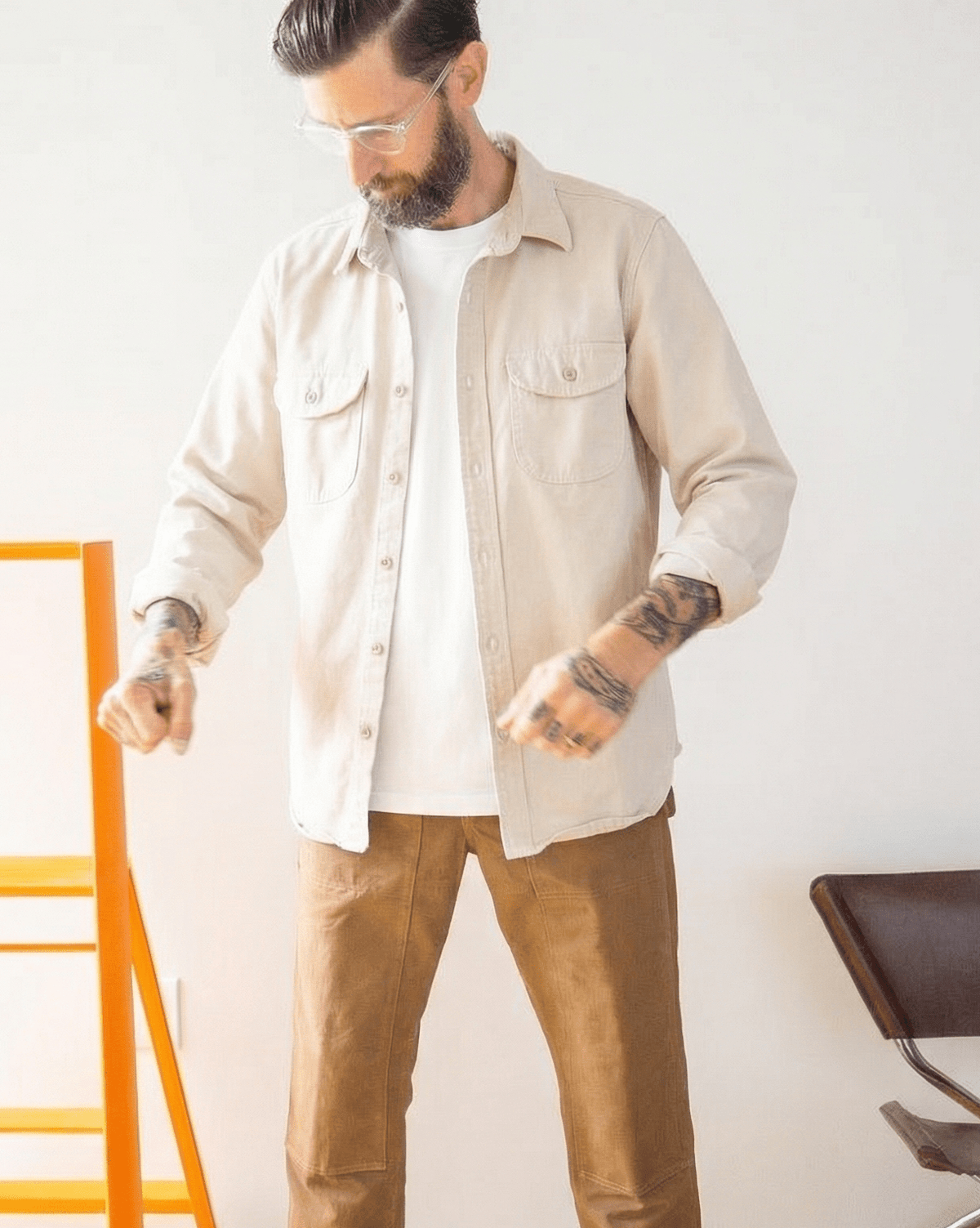 Walsh Work Shirt - 8 oz. Brushed Canvas - Natural - grown&sewn