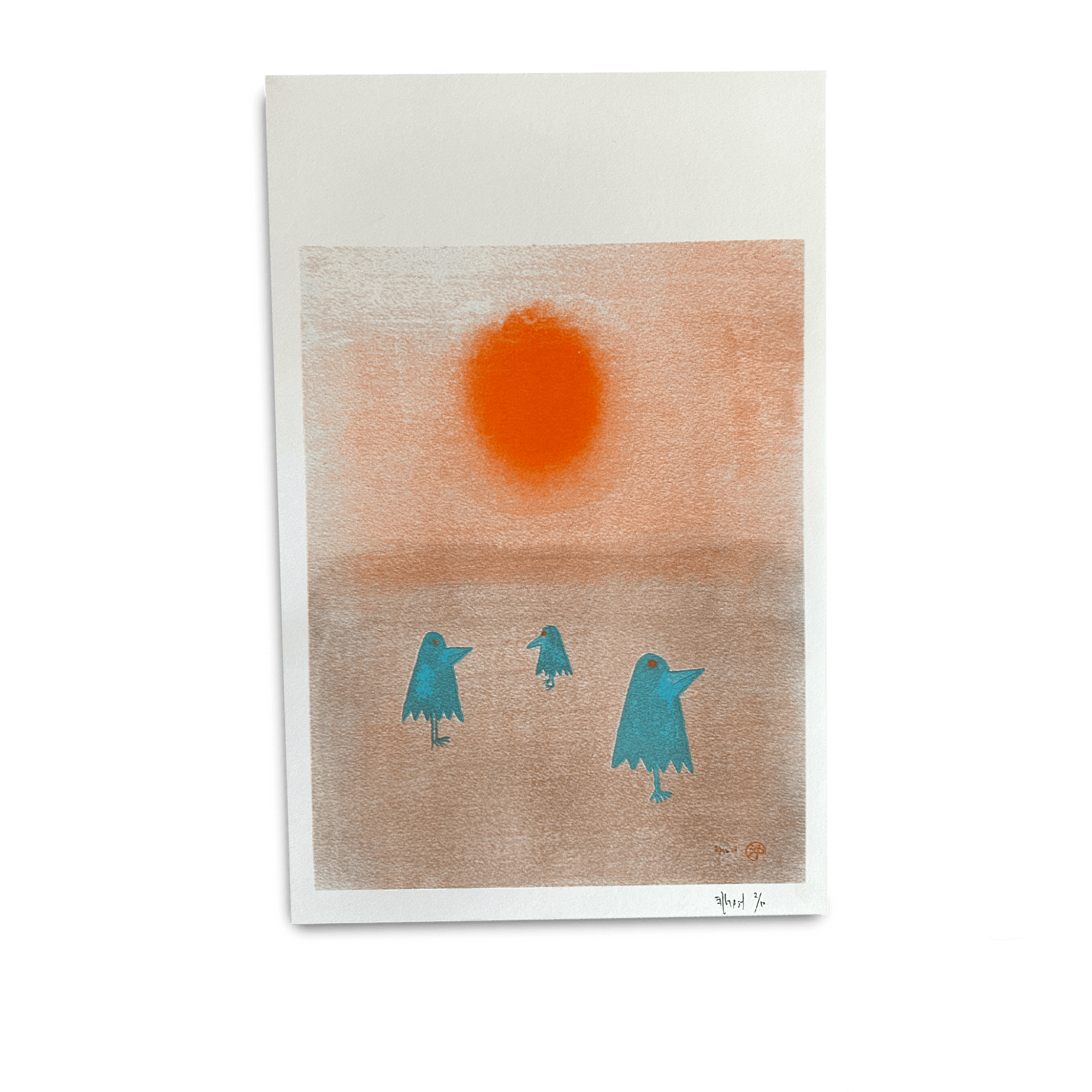 Billy Martin Water Illies Risograph Print - Sunset Birds - grown&sewn