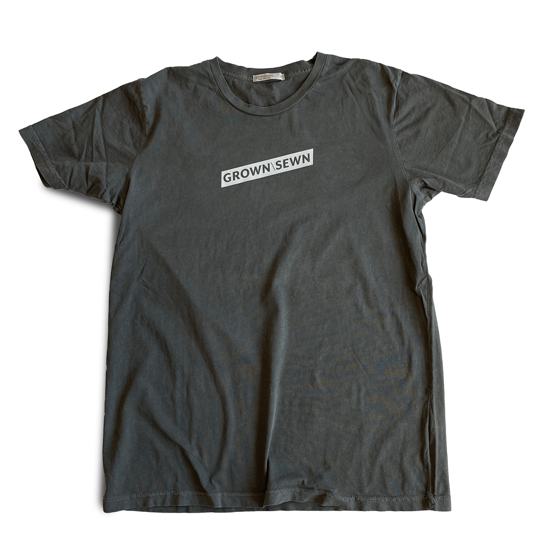 Crooked Slash Logo T Shirt Coal - grown&sewn