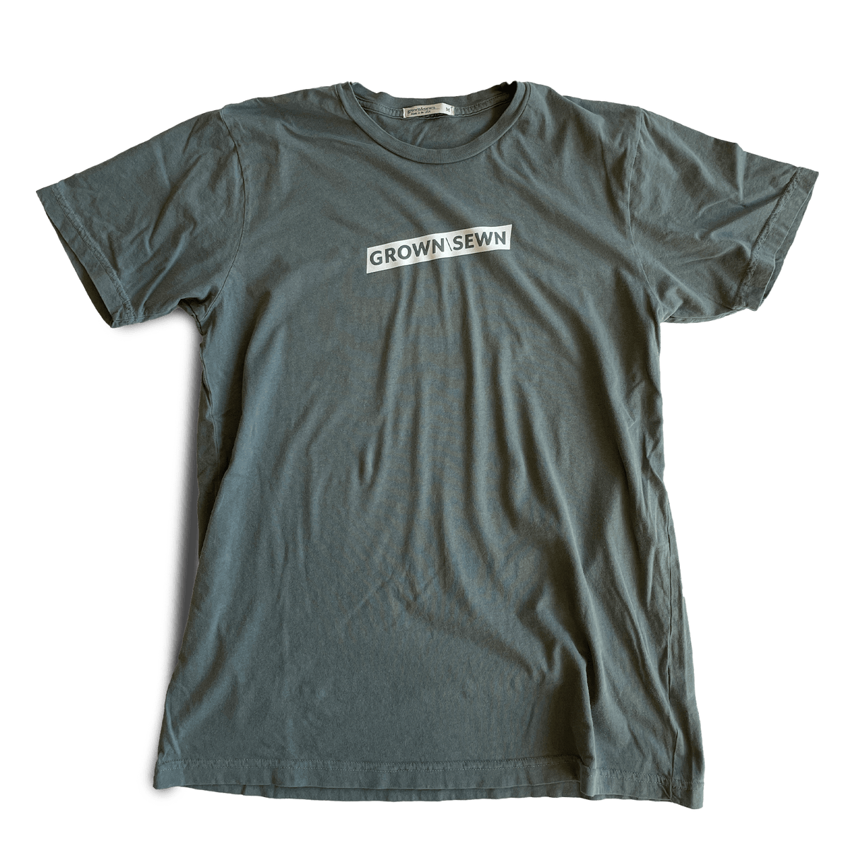 Crooked Slash Logo T Shirt Sage - grown&amp;sewn