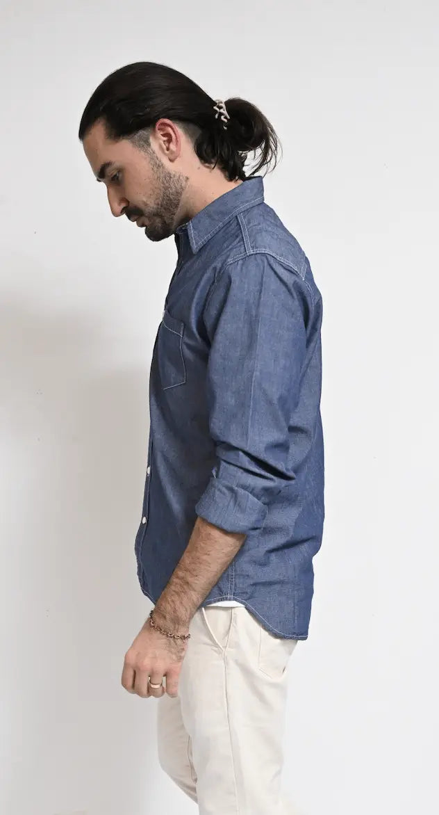 Dean - Indigo Chambray Shirt - grown&sewn Dean - Indigo Chambray Shirt - grown&sewn
