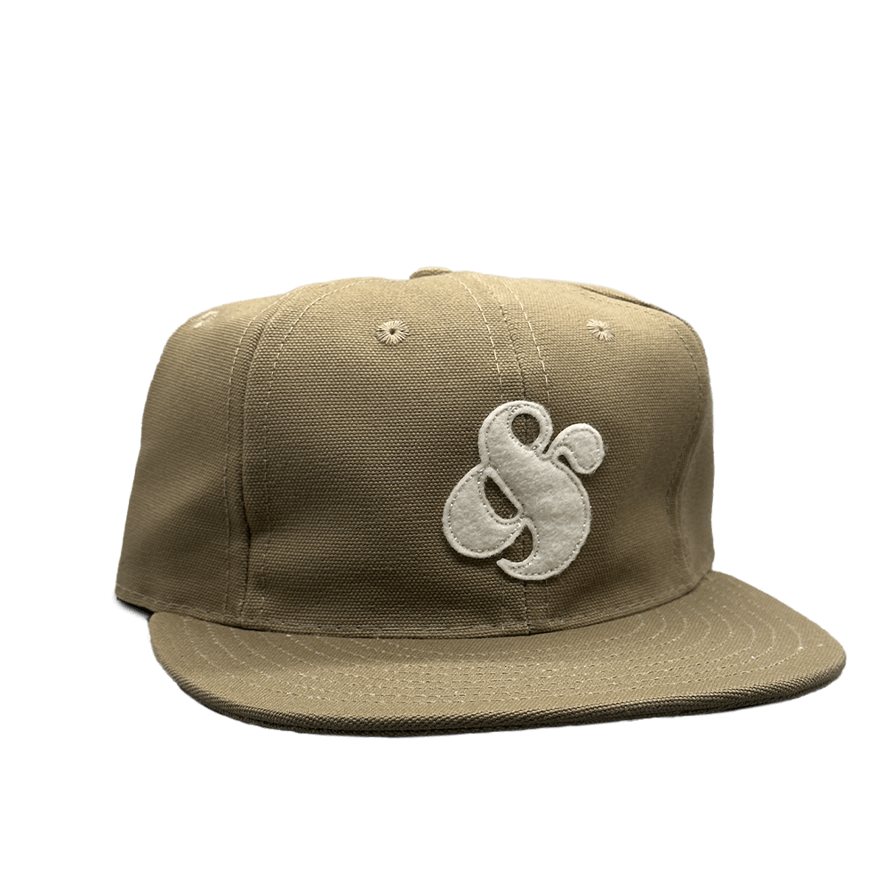 GS x Ebbets Field Flannels Cotton Canvas Hat: Khaki / White Logo - grown&amp;sewn