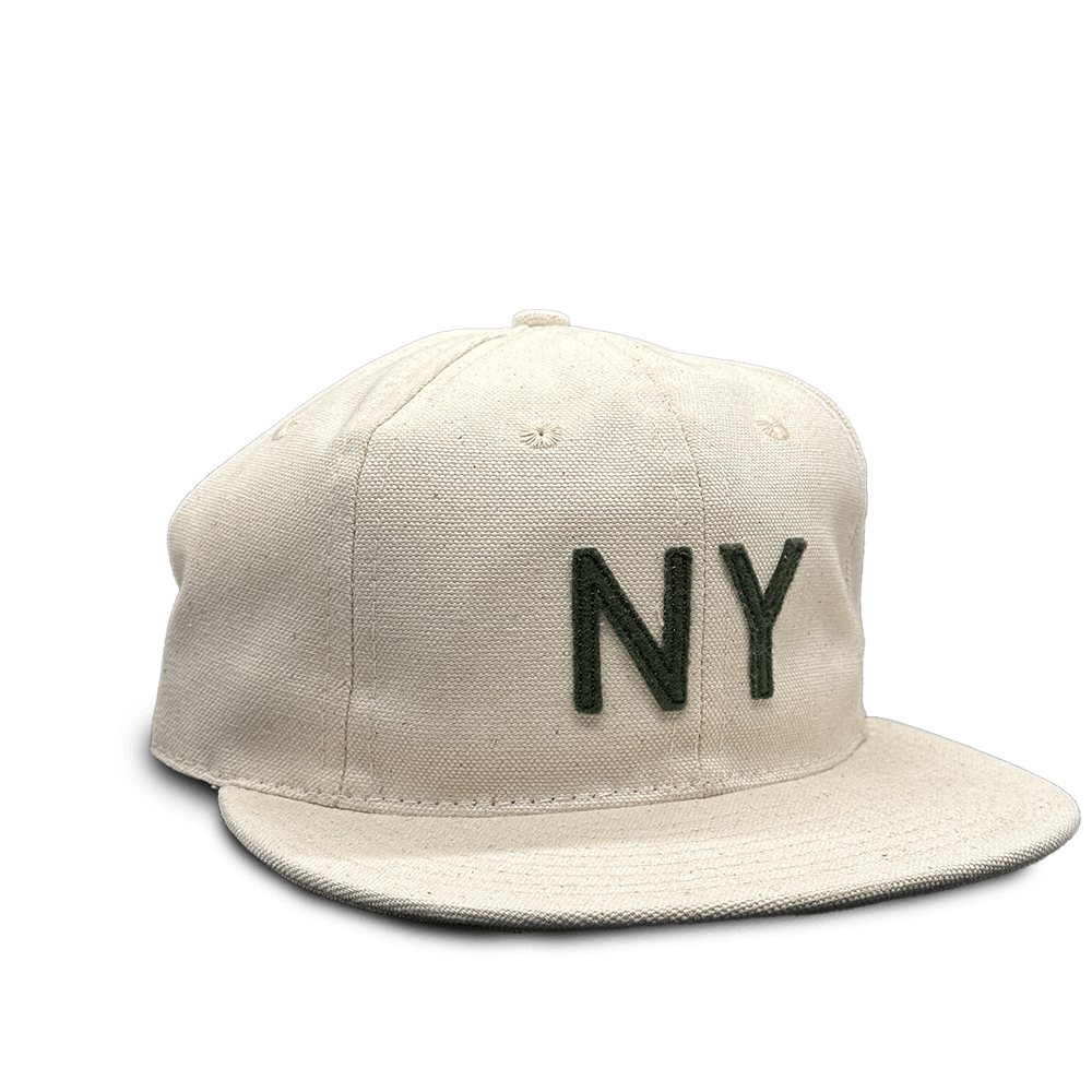 GS x Ebbets Field Flannels Cotton Canvas Hat: Natural / Forest NY - grown&amp;sewn