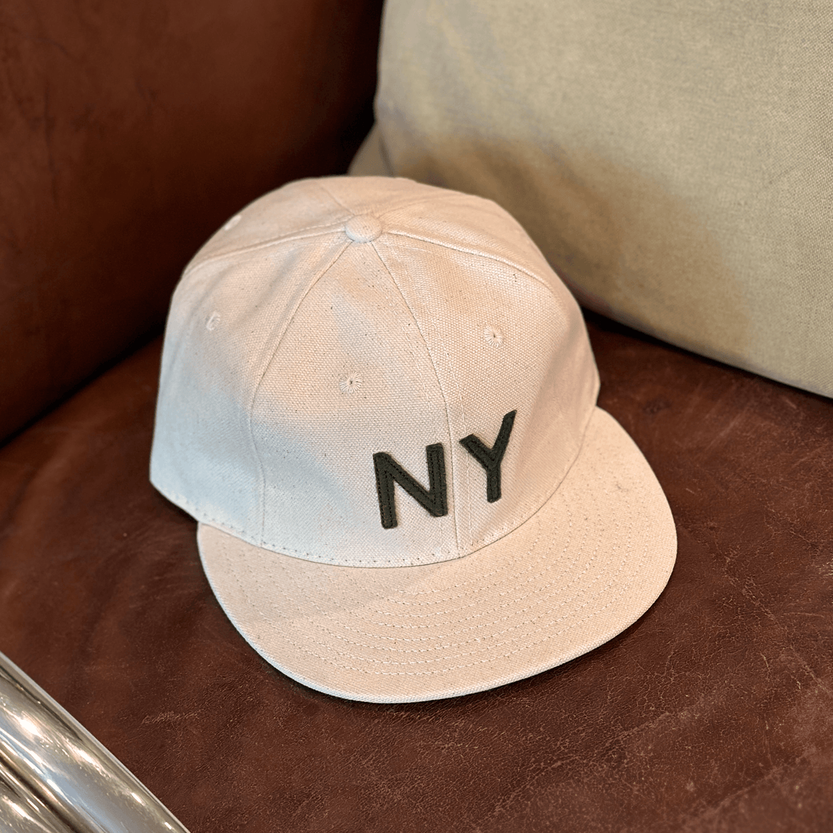 GS x Ebbets Field Flannels Cotton Canvas Hat: Natural / Forest NY - grown&amp;sewn