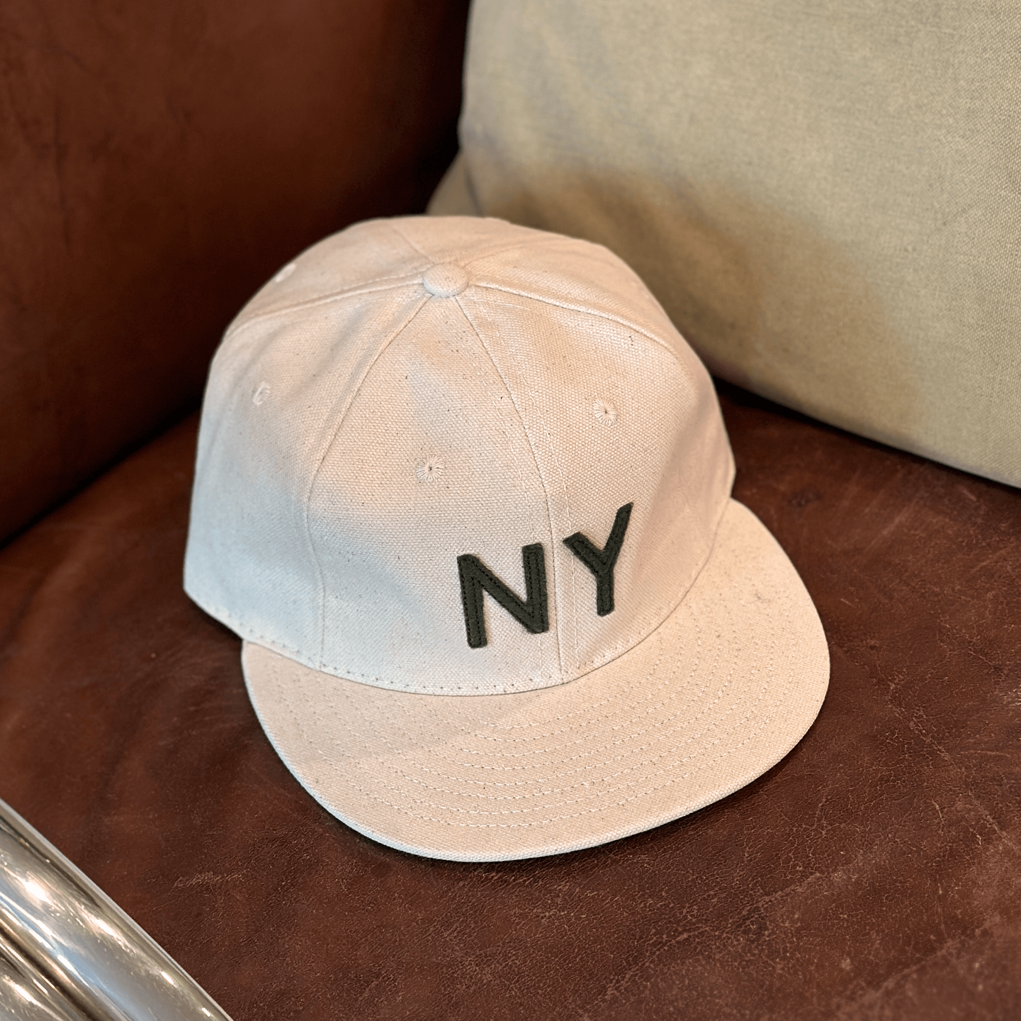 GS x Ebbets Field Flannels Cotton Canvas Hat: Natural / Forest NY - grown&sewn