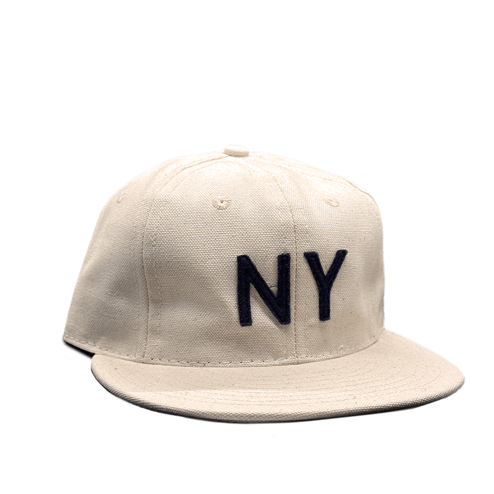 GS x Ebbets Field Flannels Cotton Canvas Hat: Natural / Navy NY - grown&amp;sewn