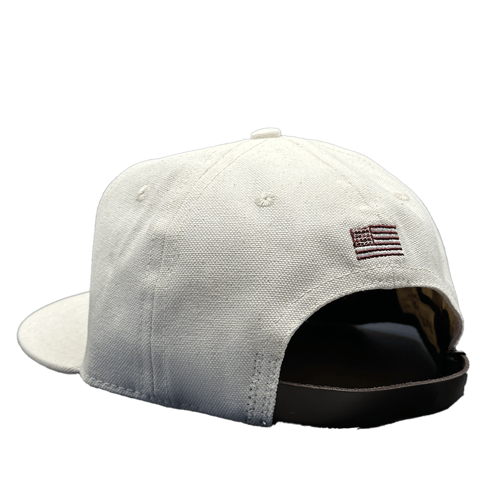 GS x Ebbets Field Flannels Cotton Canvas Hat: Natural / Wine NY - grown&sewn