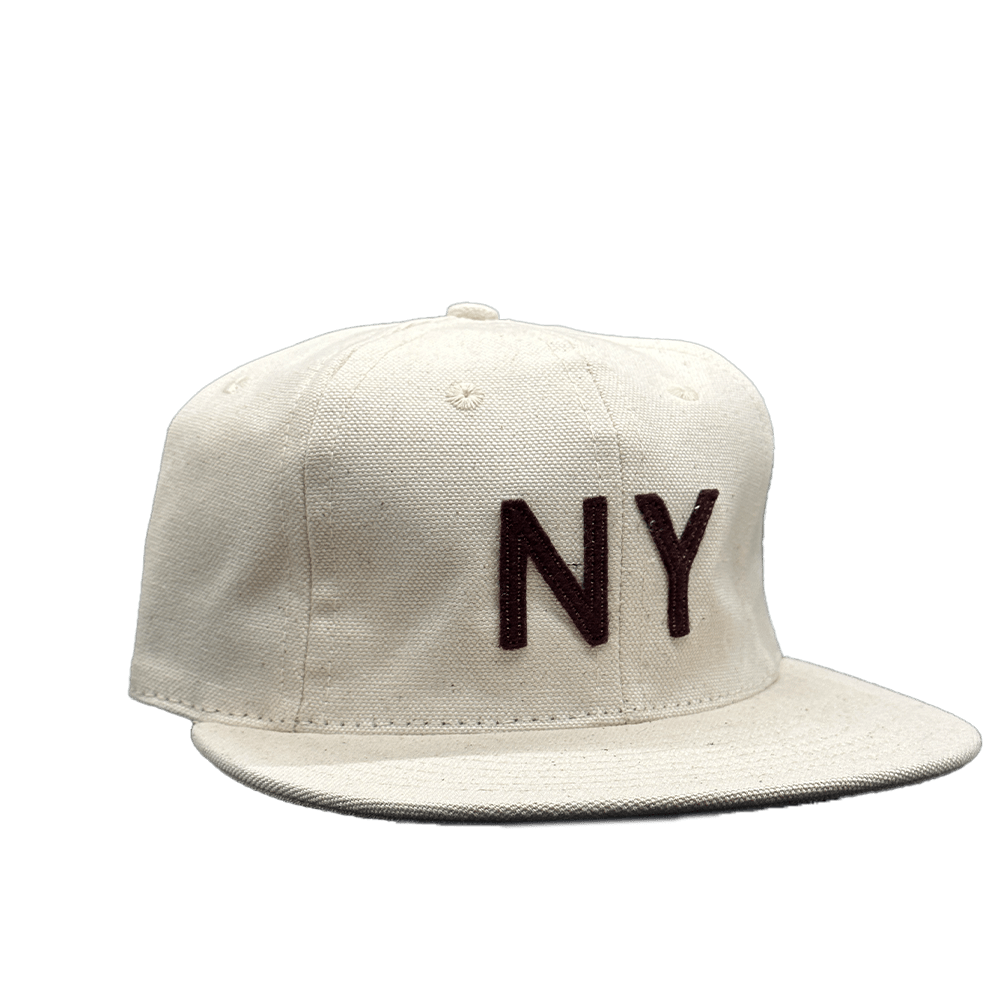 GS x Ebbets Field Flannels Cotton Canvas Hat: Natural / Wine NY - grown&amp;sewn
