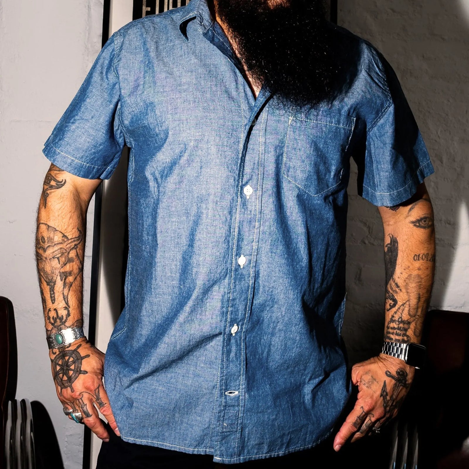 Short Sleeve Dean - Ultra-Soft Japanese Chambray - Indigo - grown&sewn