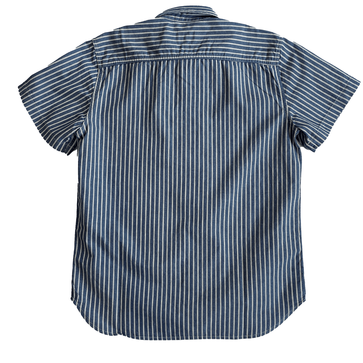 Short Sleeve Dean - Yoshiwa Mills, Blue / Natural Cotton Stripe Shirt - grown&amp;sewn