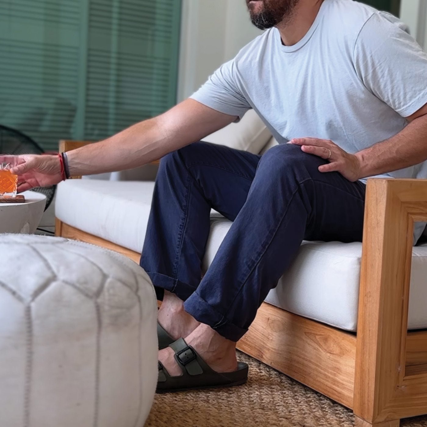 Short Sleeve Jersey Crew Neck - Bleached Blue - grown&sewn
