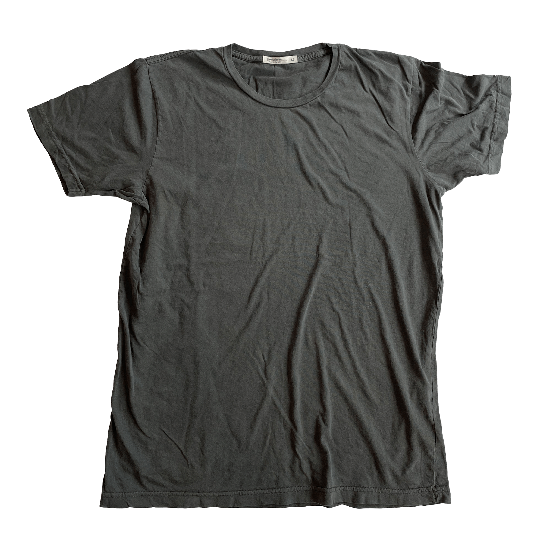 USA Crew Neck T-Shirt - Coal - grown&sewn