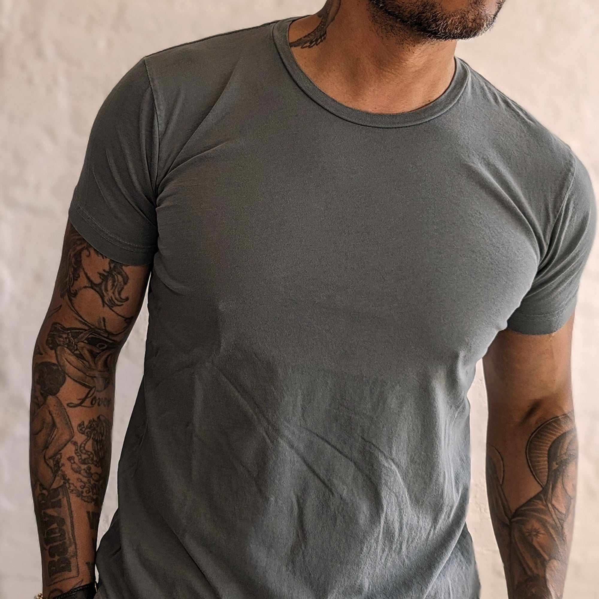 USA Crew Neck T-Shirt - Sage - grown&sewn